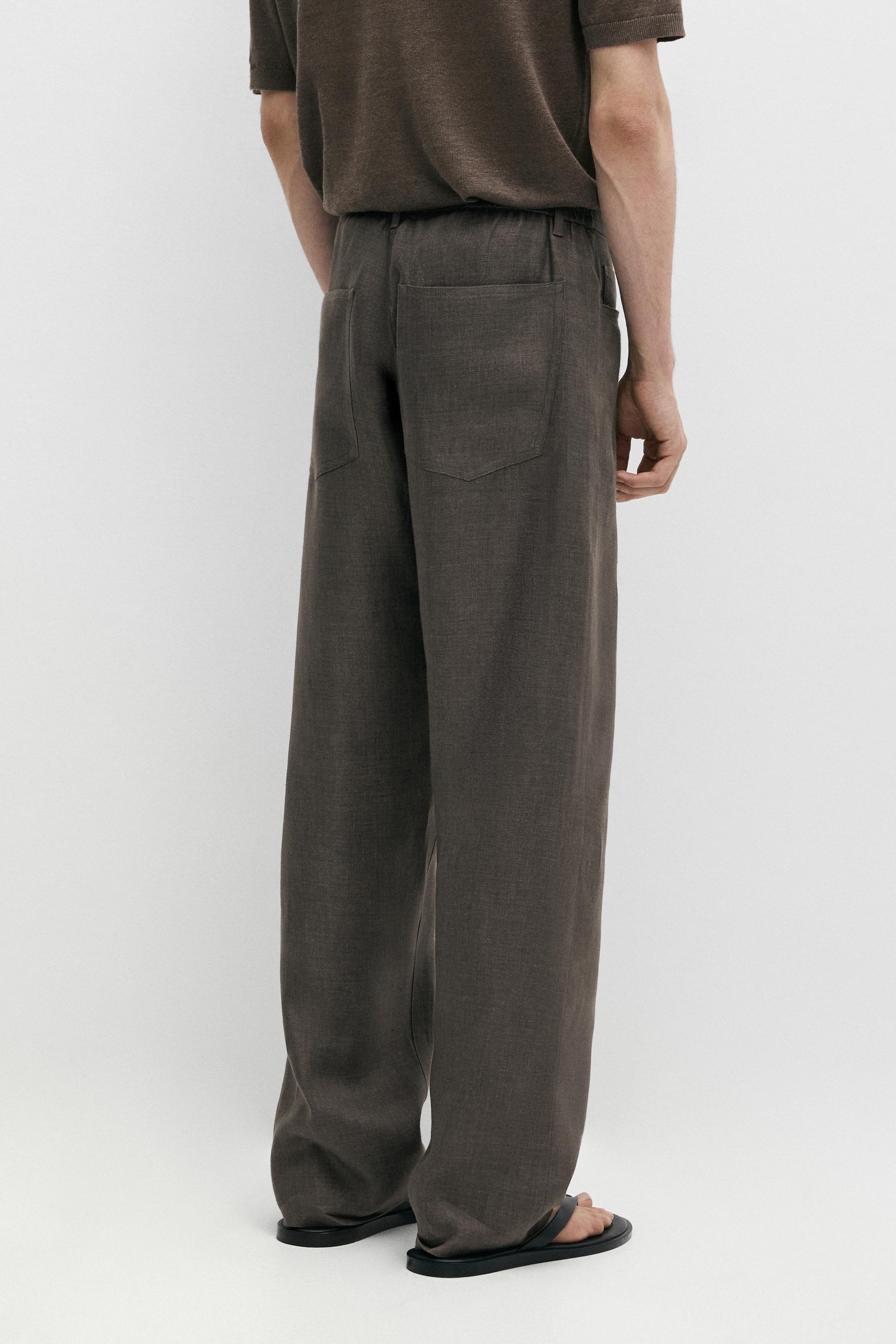 Pantalon jambe large lin